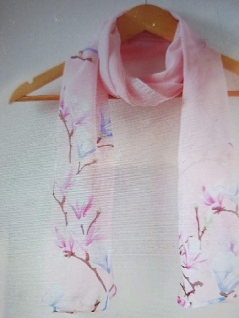 Light Pink Floral Scarf - Elegant Women's Accessory